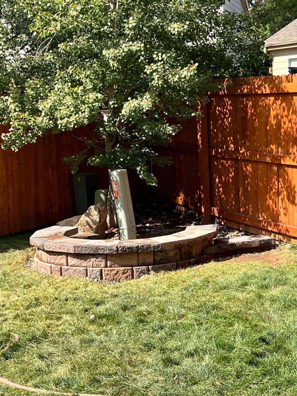 Corner bed retaining wall — in progress
